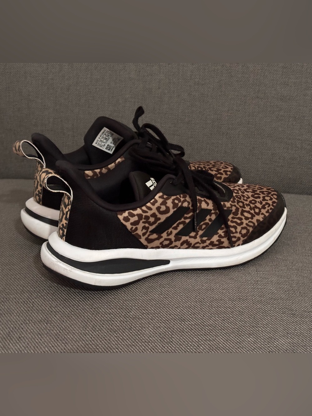 Adidas FortaRun Leopard Print Sneakers - Brown/Black/White